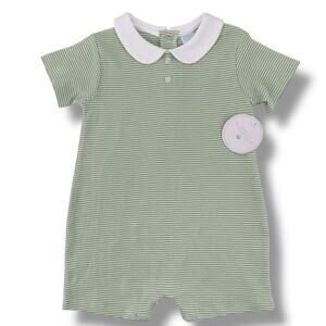 Edgehill Collection Peter Pan Collar Soft Cotton Romper Baby Boys Sz 3 Mos